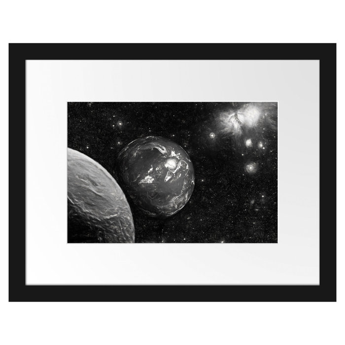 East Urban Home Gerahmtes Papierbild Planet Erde im Kosmos | Wayfair.de